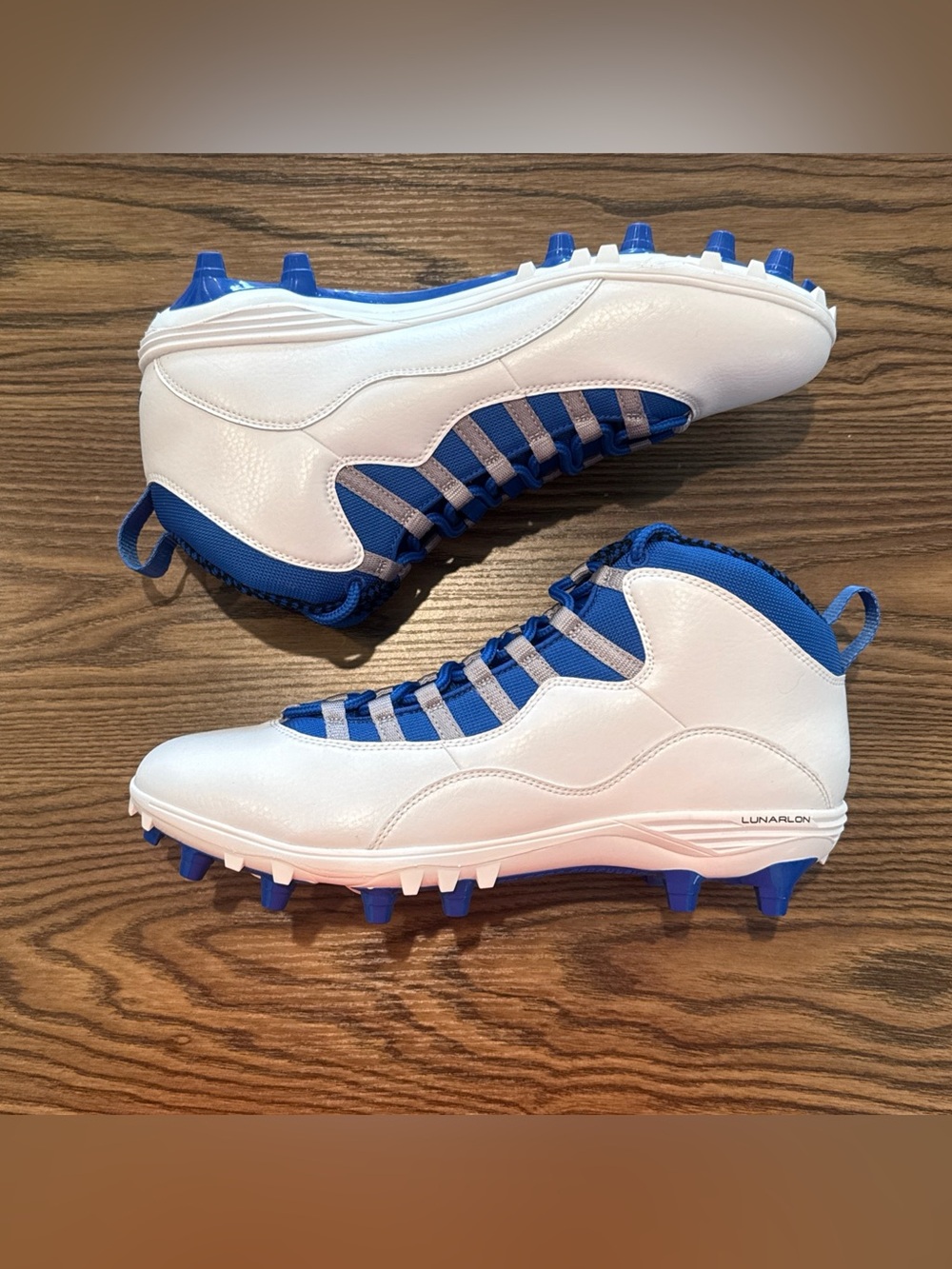 Size 12.5 Air Jordan 10 TD Mid White Royal Blue CQ2073-104 Football Cleat NEW